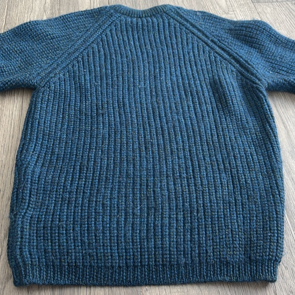 Wolsey | Turquoise 100% chunky wool made in Scotland knit fisherman sweater - Picture 9 of 9